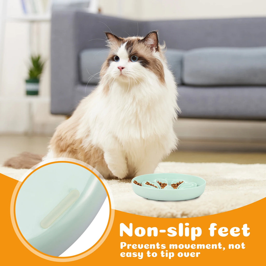 Flower Slow Feeder Cat Bowl – Anti-Slip & Flower Shape