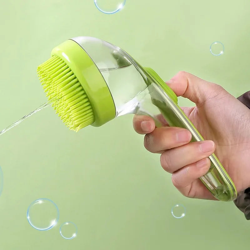 Long Handle Pet Bath Brush – Shampoo Dispenser & Silicone