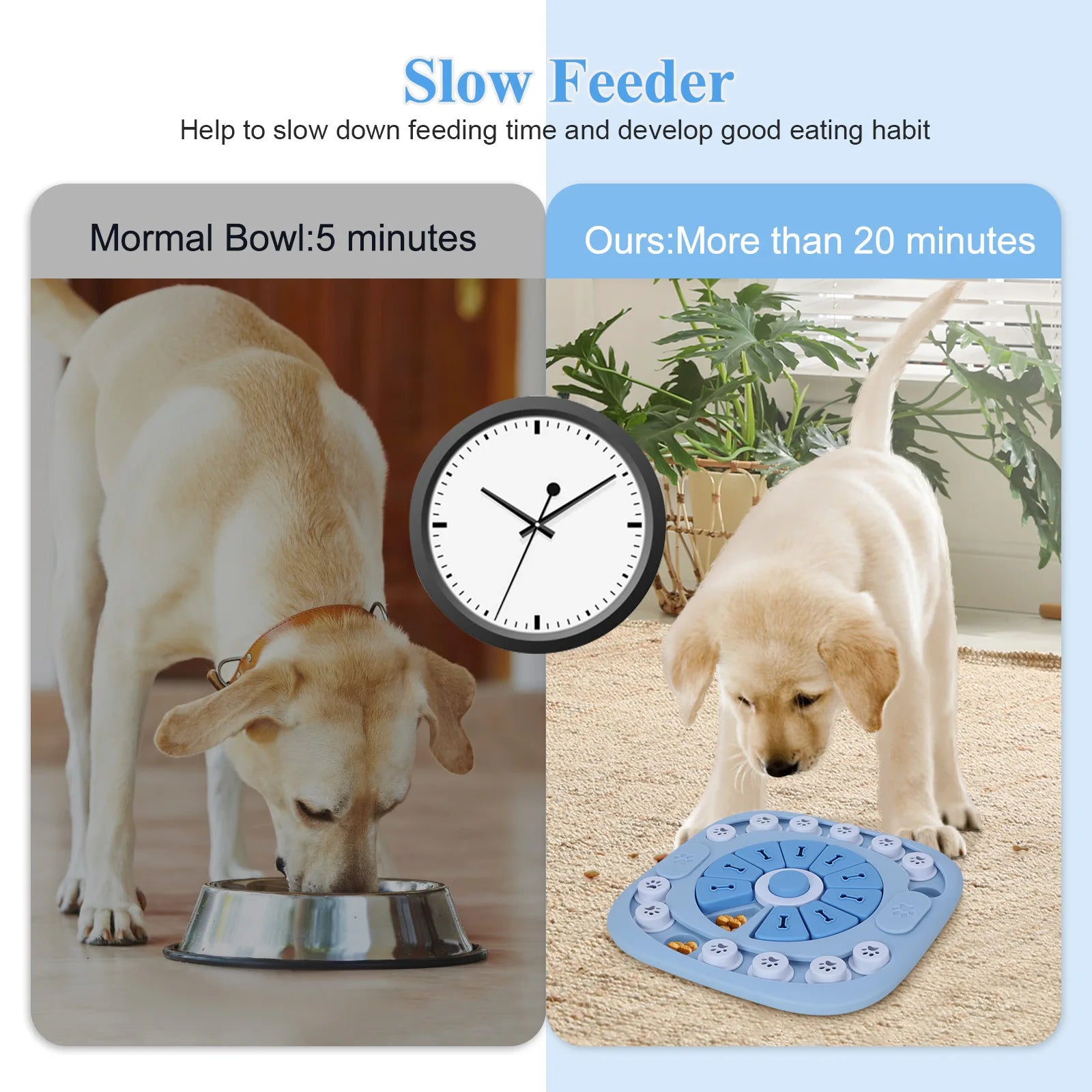 Dog Puzzle Toy – IQ Training Slow Feeder with Squeak Button