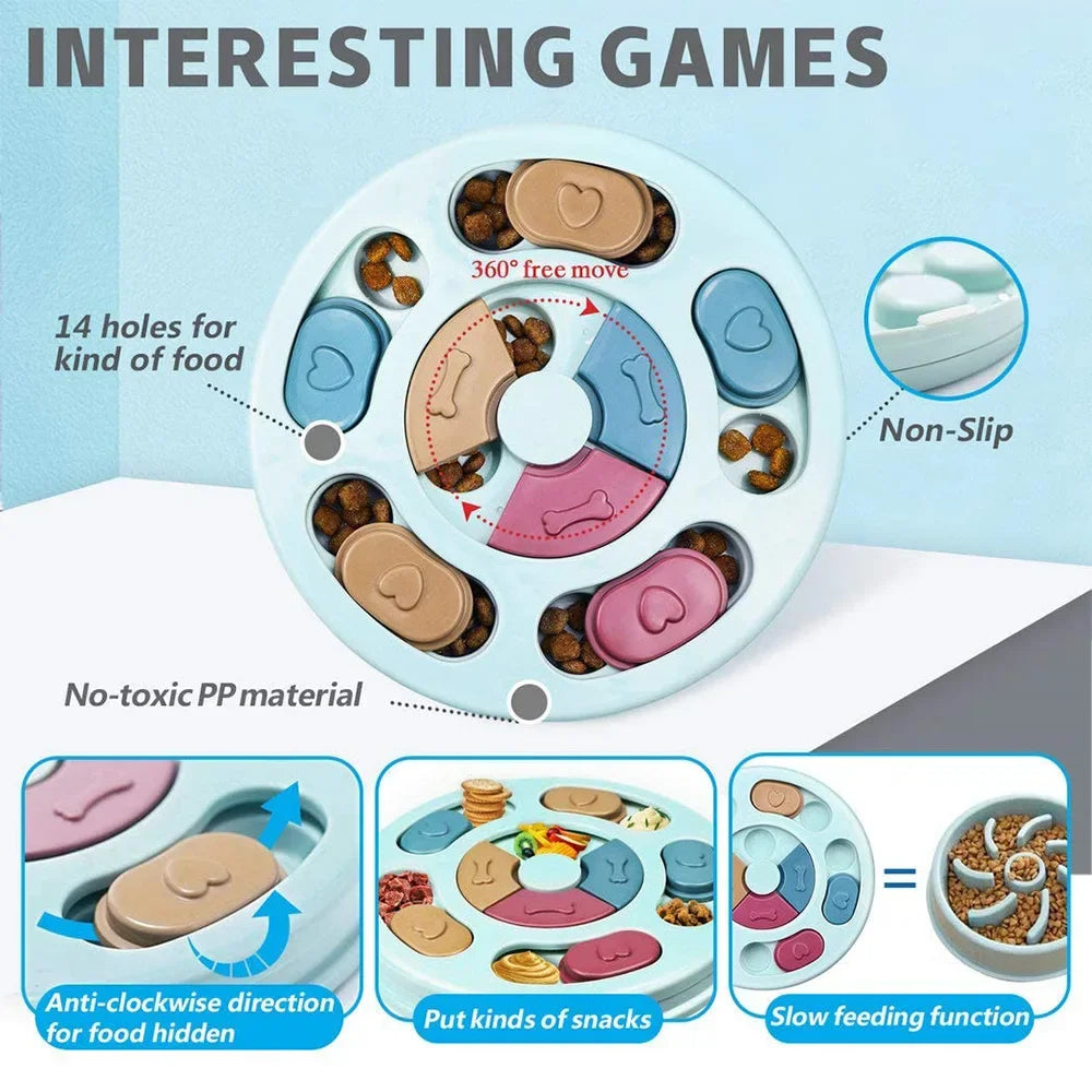 Dog Puzzle Feeder – Interactive Slow Feeder Bowl for IQ Training