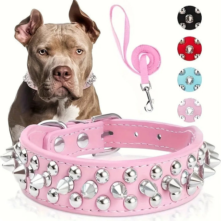 Studded Leather Dog Collar – Spiked & Adjustable