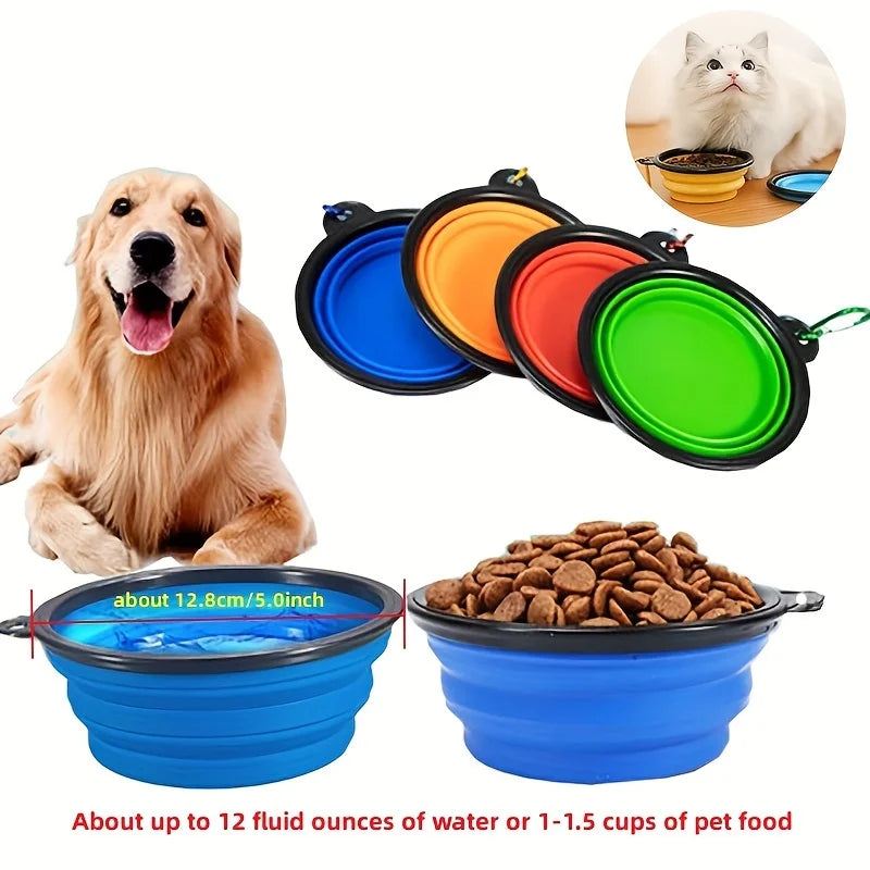 Portable Pet Bowl – Collapsible TPR with Carabiner Clip
