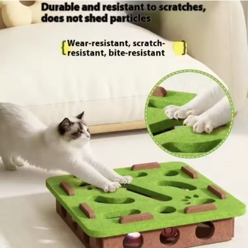 Cat Puzzle Maze – Interactive Felt Toy with Bell