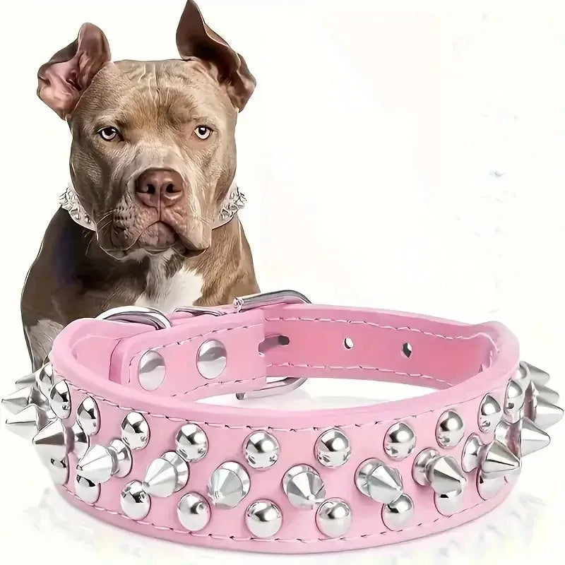 Studded Leather Dog Collar – Spiked & Adjustable