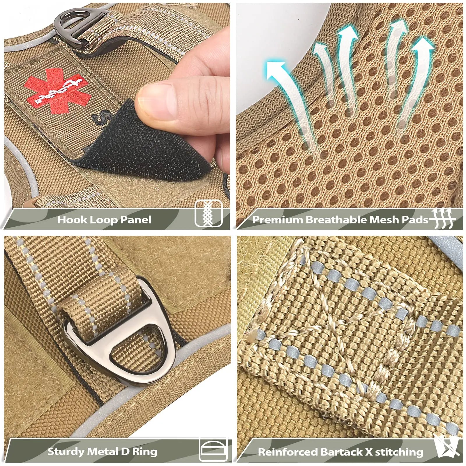 Tactical Dog Harness – Padded Handle & 4-Point Adjustable