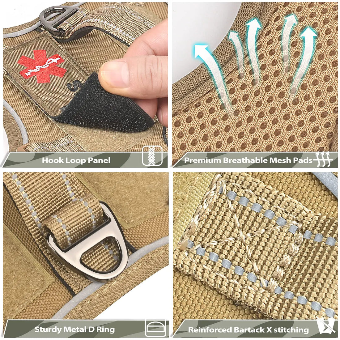 Tactical Dog Harness – Padded Handle & 4-Point Adjustable