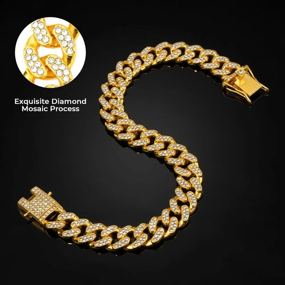 Rhinestone Dog Collar – Gold Plated & Secure Clasp