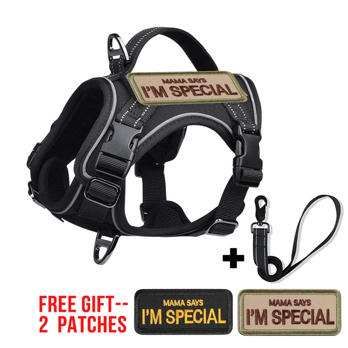 Tactical Dog Harness – Padded Handle & 4-Point Adjustable