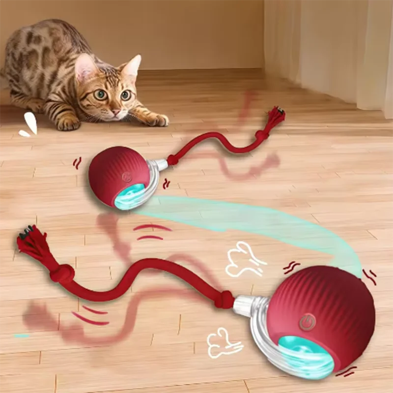 Automatic Interactive Cat Toy – Smart Rolling Ball with Tail