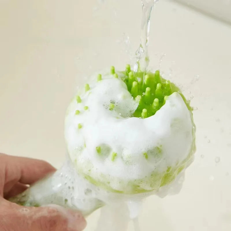 Long Handle Pet Bath Brush – Shampoo Dispenser & Silicone