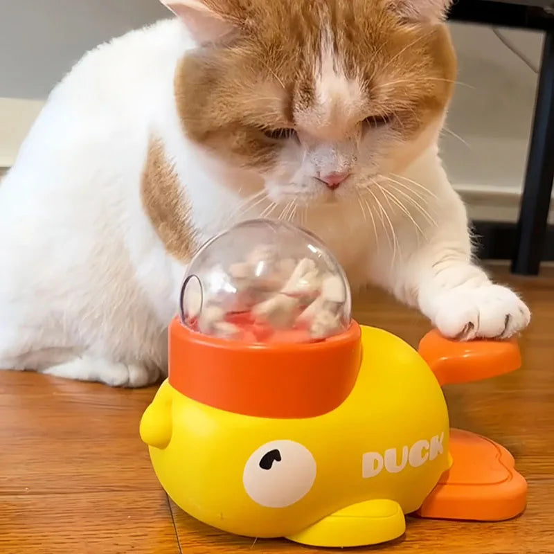 Duck Shaped Pet Feeder – Press-to-Dispense & 3 Outlet Sizes