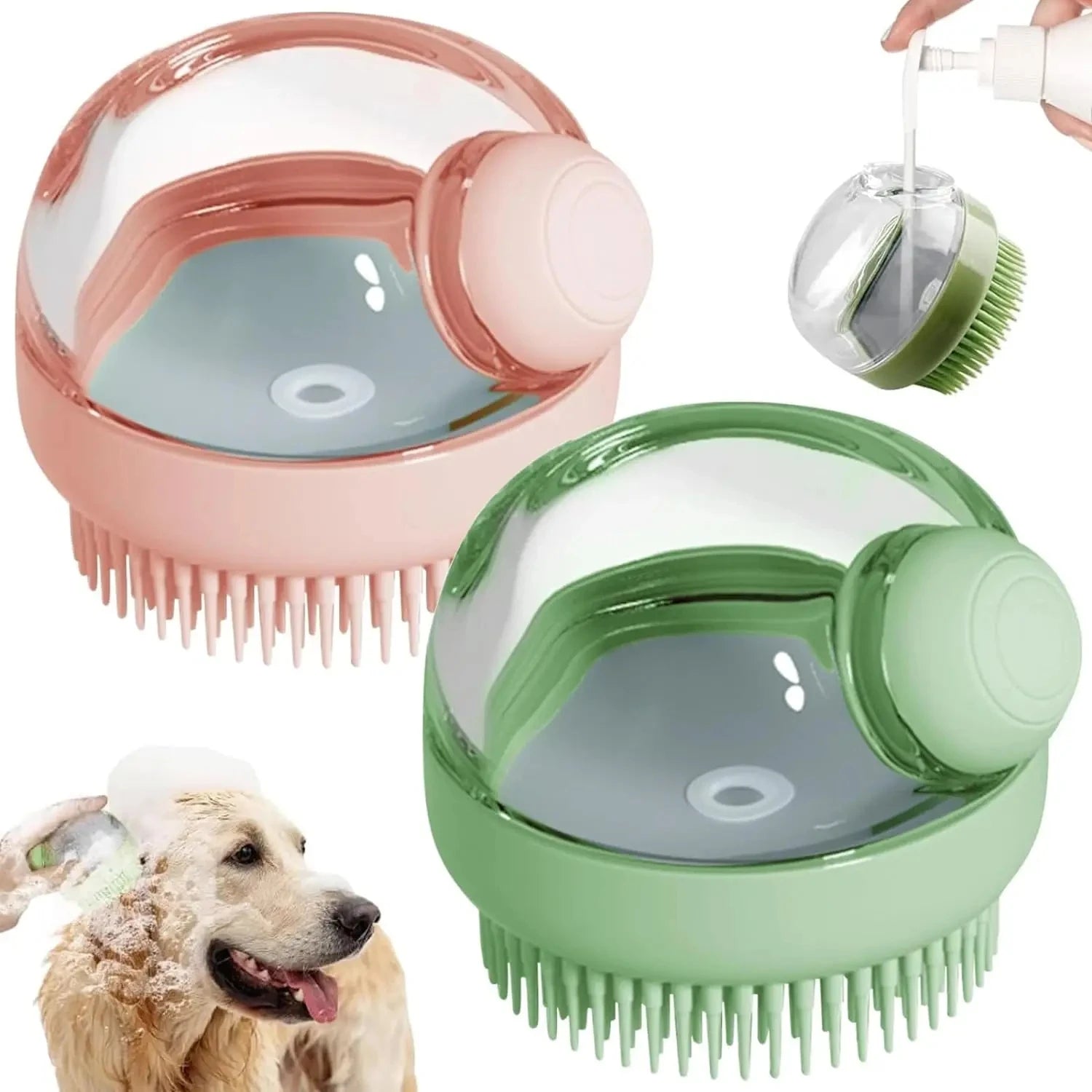 Dog Shower Brush – Shampoo Dispenser & Silicone
