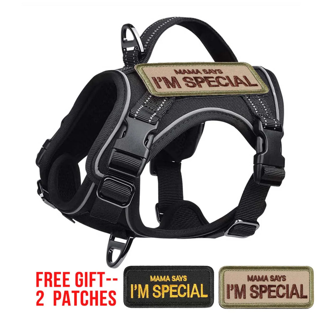 Tactical Dog Harness – Padded Handle & 4-Point Adjustable