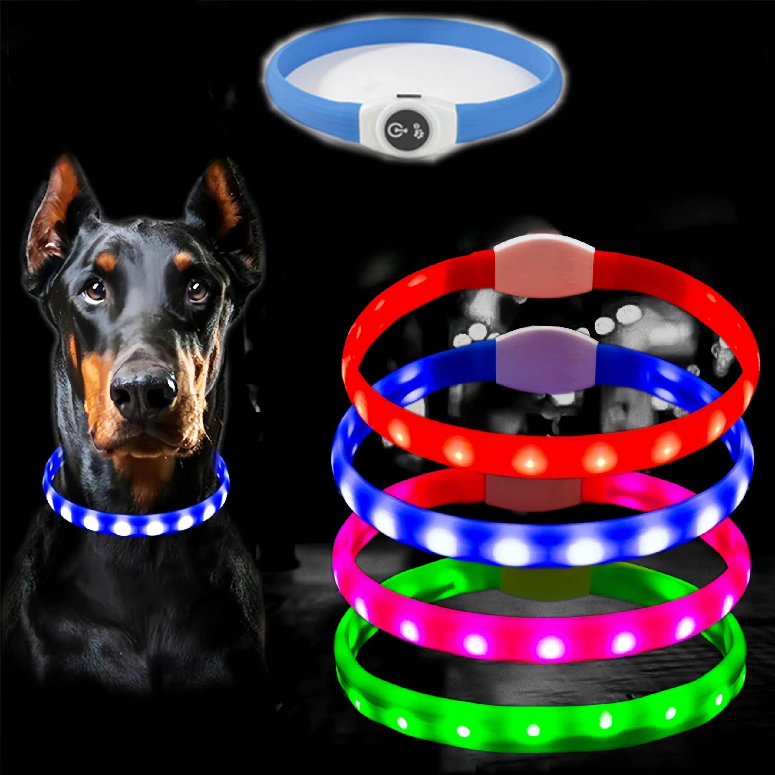 LED Dog Collar – USB Rechargeable & Waterproof