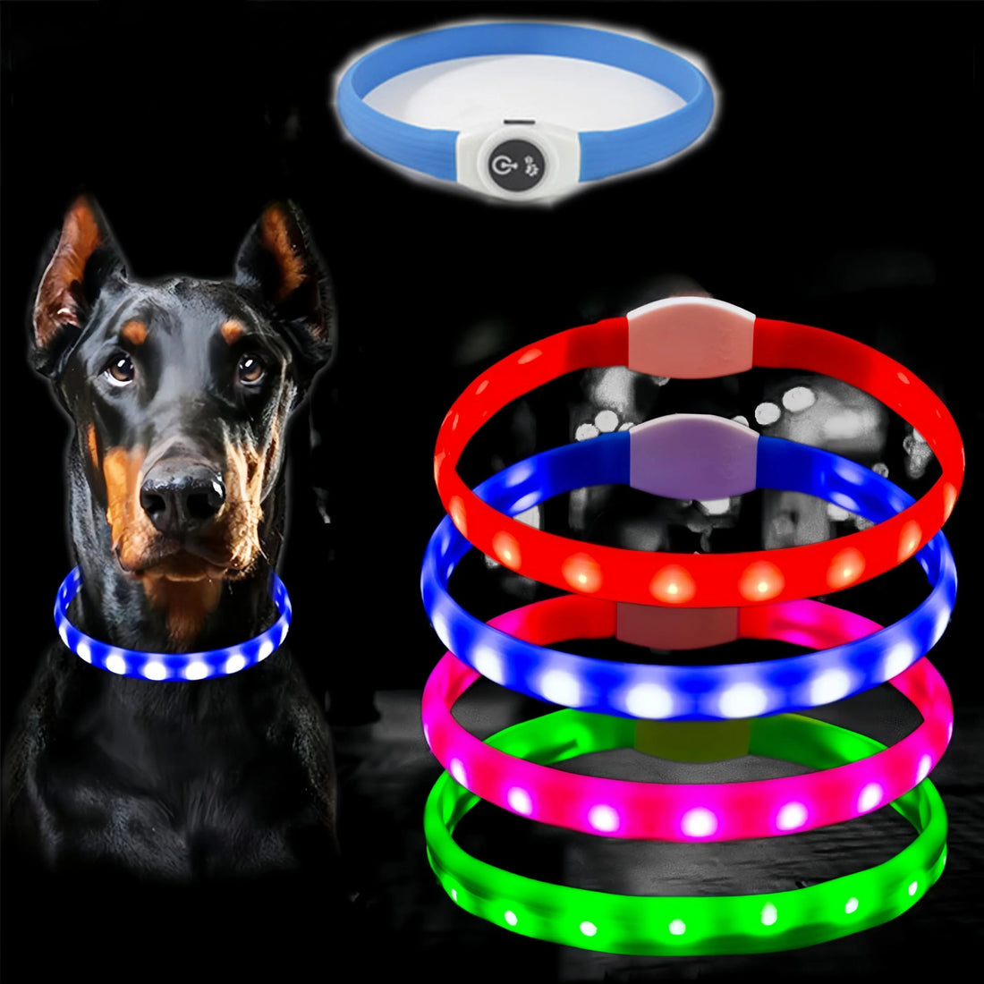 LED Dog Collar – USB Rechargeable & Waterproof