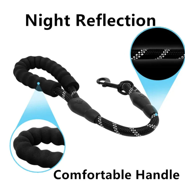 Short Reflective Dog Leash – Heavy-Duty with Padded Handle