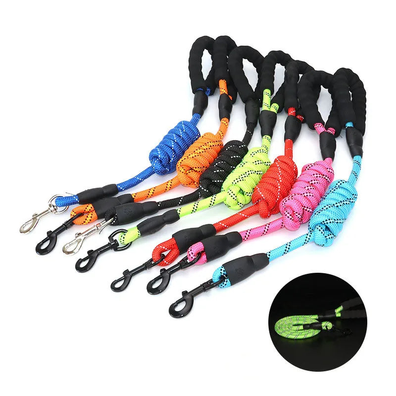 Reflective Dog Leash – 1.5m Nylon with Padded Handle