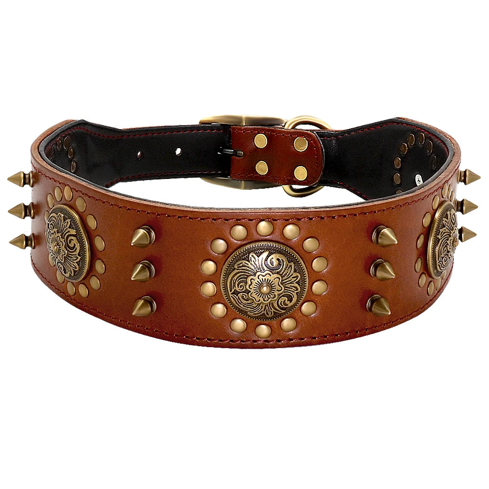 Spiked Leather Dog Collar – Heavy Duty & Adjustable