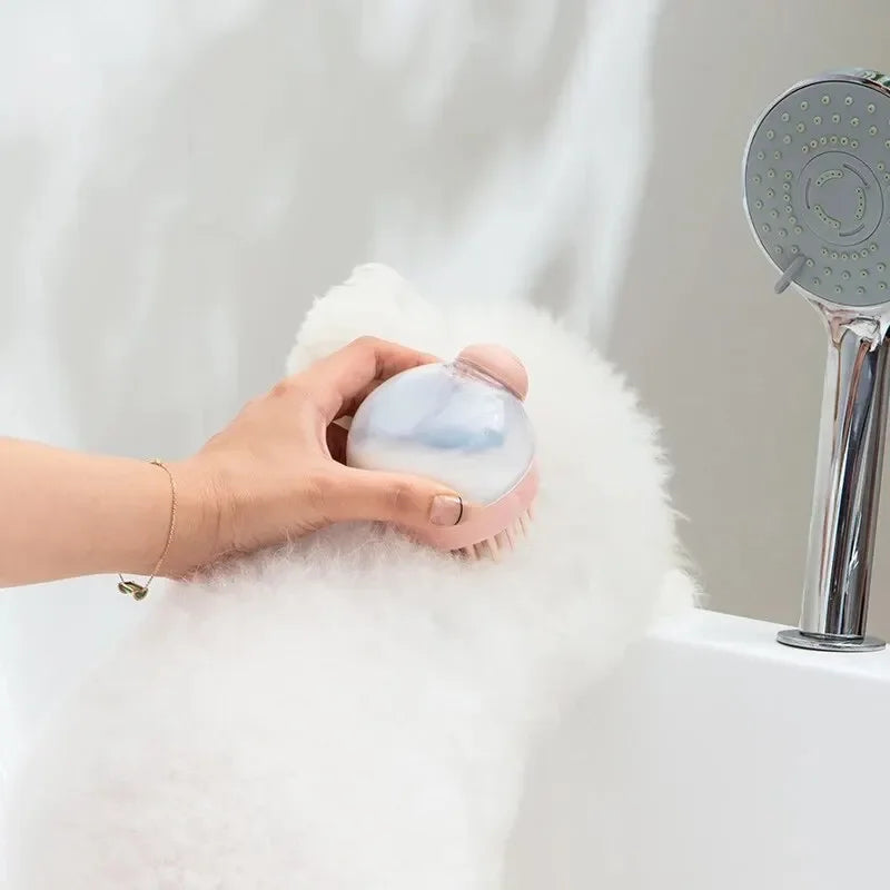 Dog Shower Brush – Shampoo Dispenser & Silicone