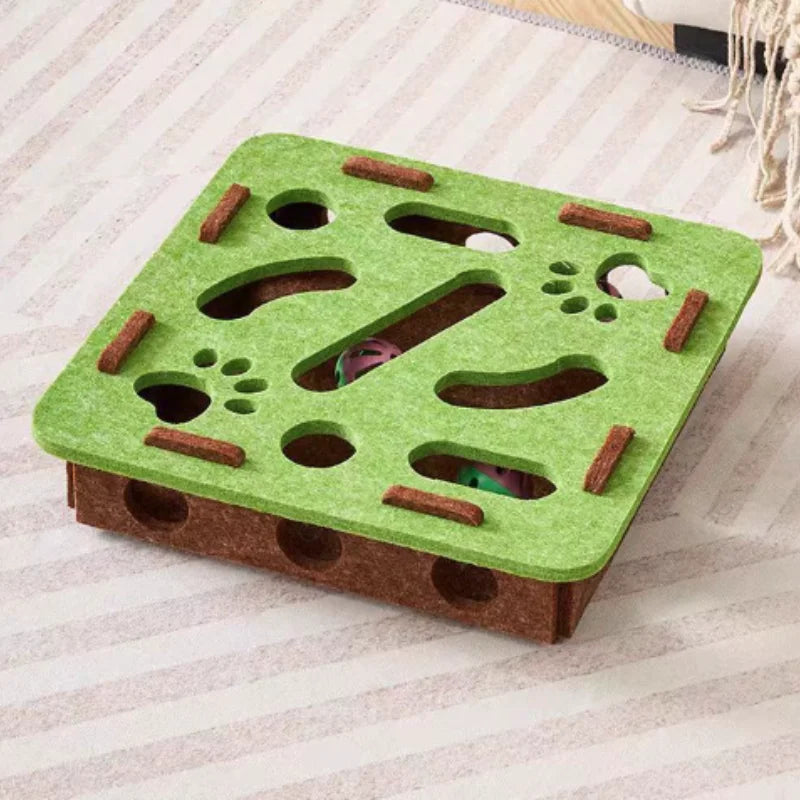 Cat Puzzle Maze – Interactive Felt Toy with Bell