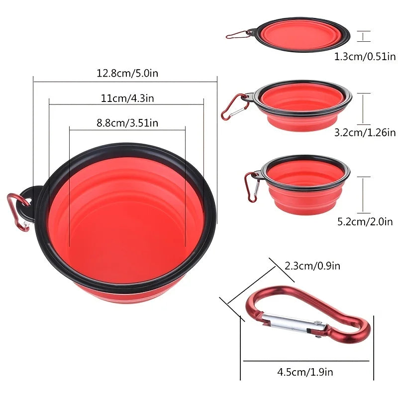Portable Pet Bowl – Collapsible TPR with Carabiner Clip