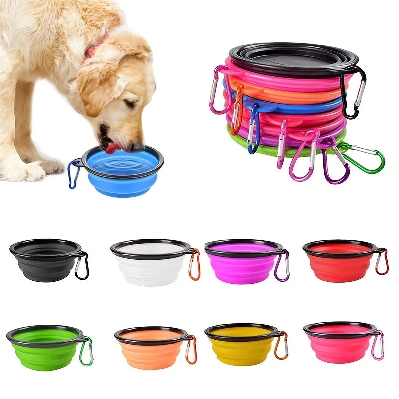 Portable Pet Bowl – Collapsible TPR with Carabiner Clip