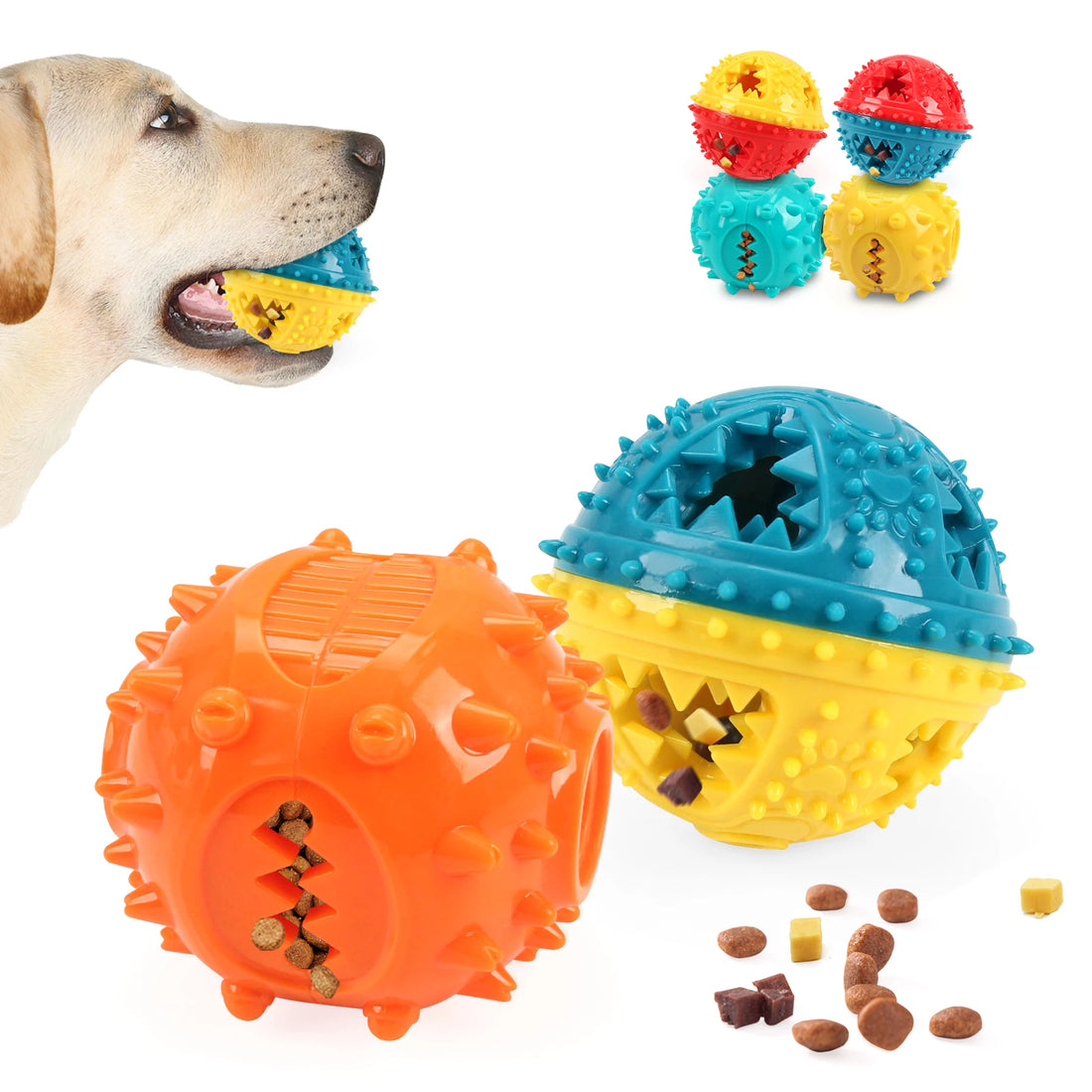 Dog Chew Ball Set – 4-in-1 Treat Dispensing & Cleaning