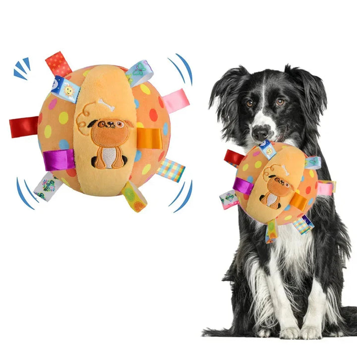 Interactive Ball Dog Toy – Plush Tug Toy with Bell