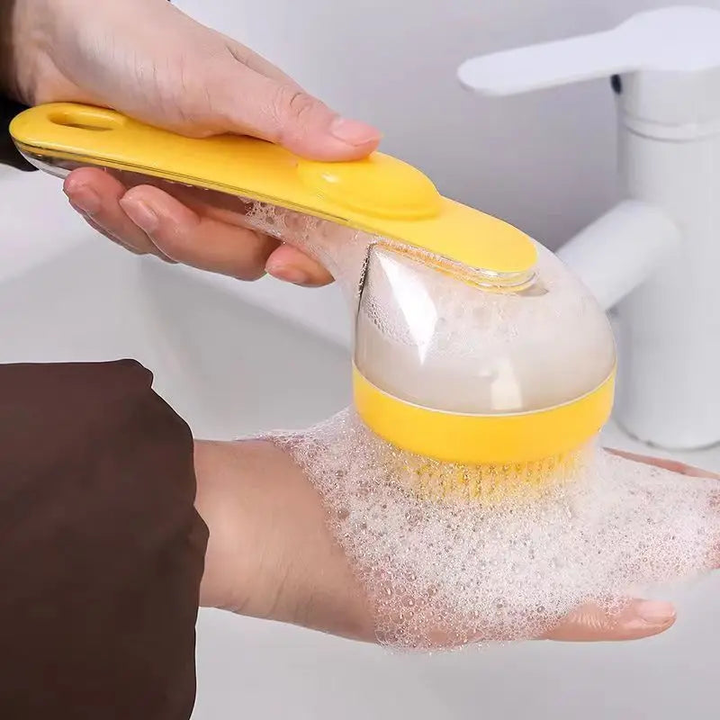 Long Handle Pet Bath Brush – Shampoo Dispenser & Silicone