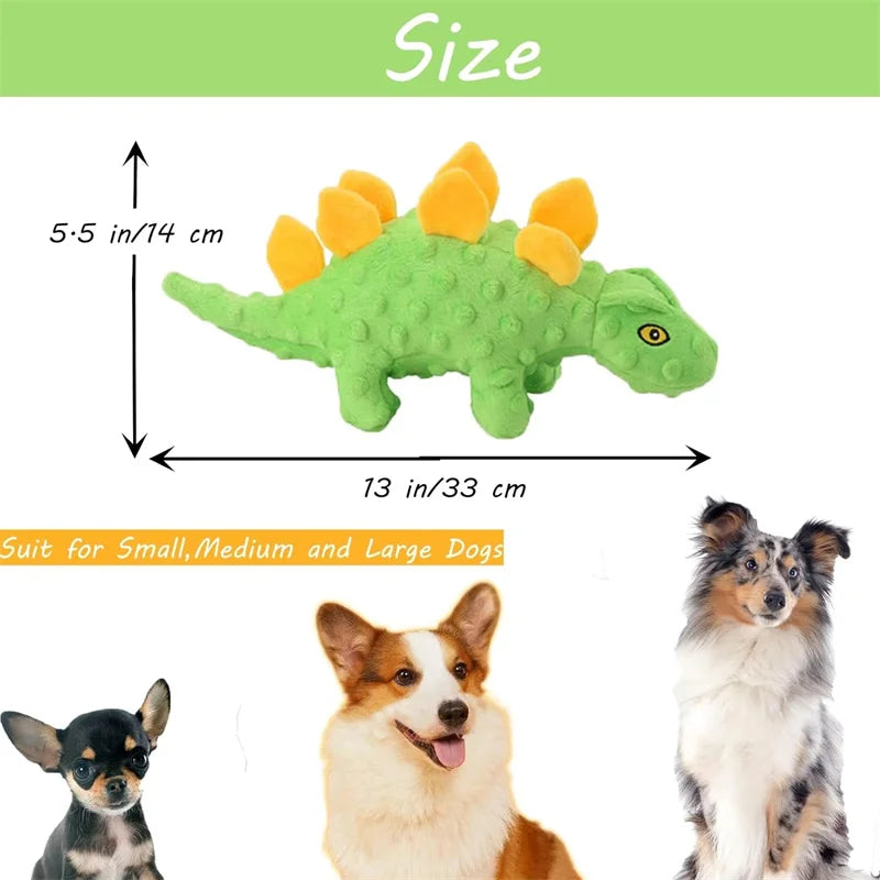 Squeaky Plush Dinosaur Dog Toy – Stuffing-Free Interactive Chew Toy