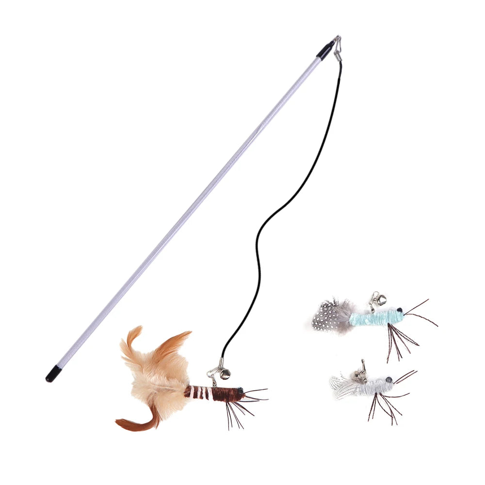 Luxury Cat Teasing Wand – Handmade Dragonfly with Replaceable Heads