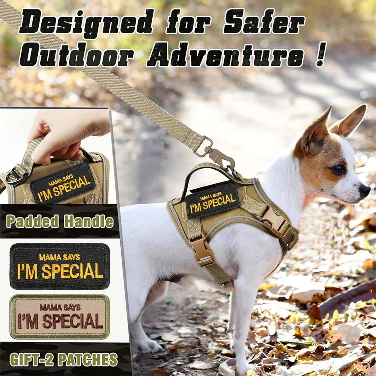 Tactical Dog Harness – Padded Handle & 4-Point Adjustable