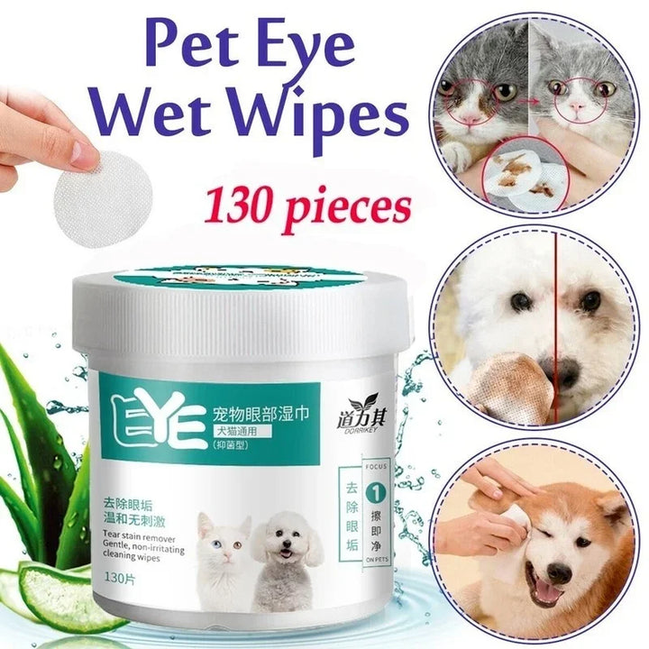 Pet Eye & Ear Wipes – 130 Pcs Gentle Tear Stain Remover