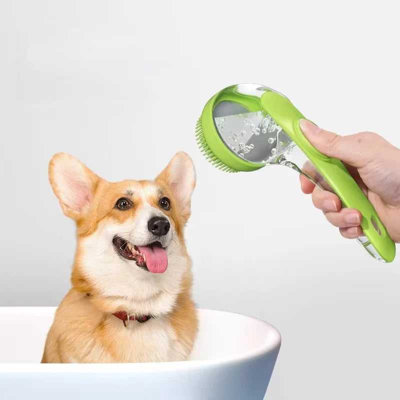 Long Handle Pet Bath Brush – Shampoo Dispenser & Silicone