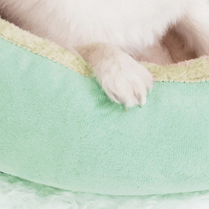 Oval Plush Pet Bed – Raised Rim & Anti-Slip