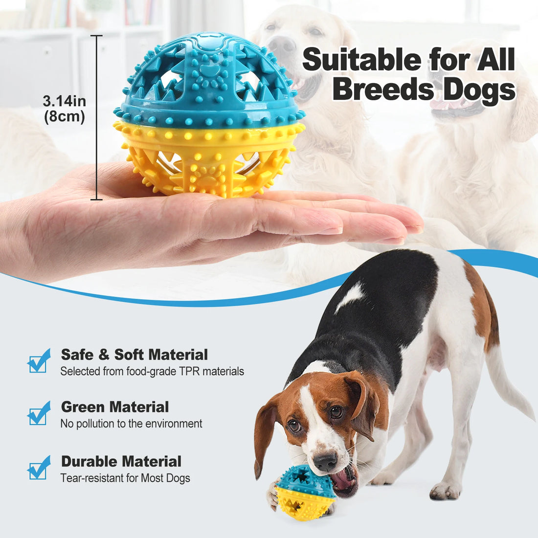 Dog Chew Ball Set – 4-in-1 Treat Dispensing & Cleaning