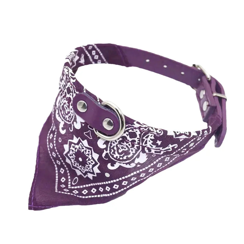 PU Cat Dog Collar with Scarf – Adjustable & Cute