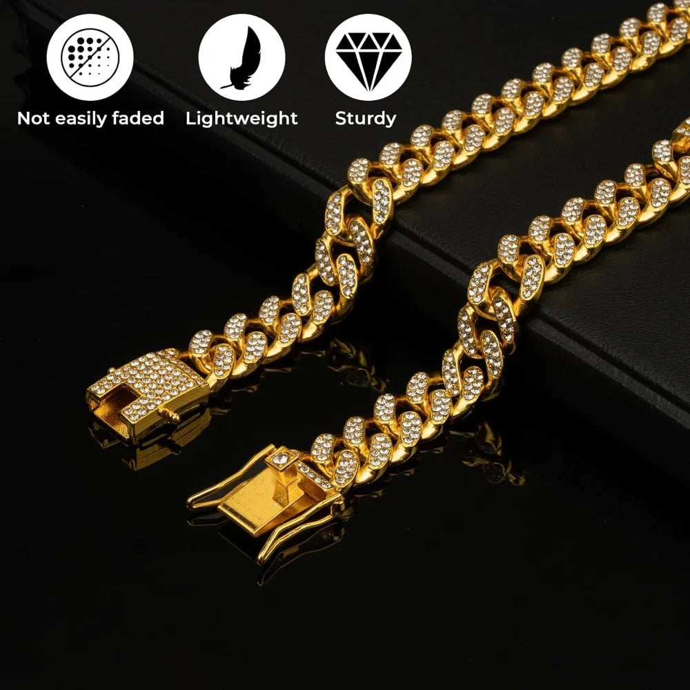 Rhinestone Dog Collar – Gold Plated & Secure Clasp
