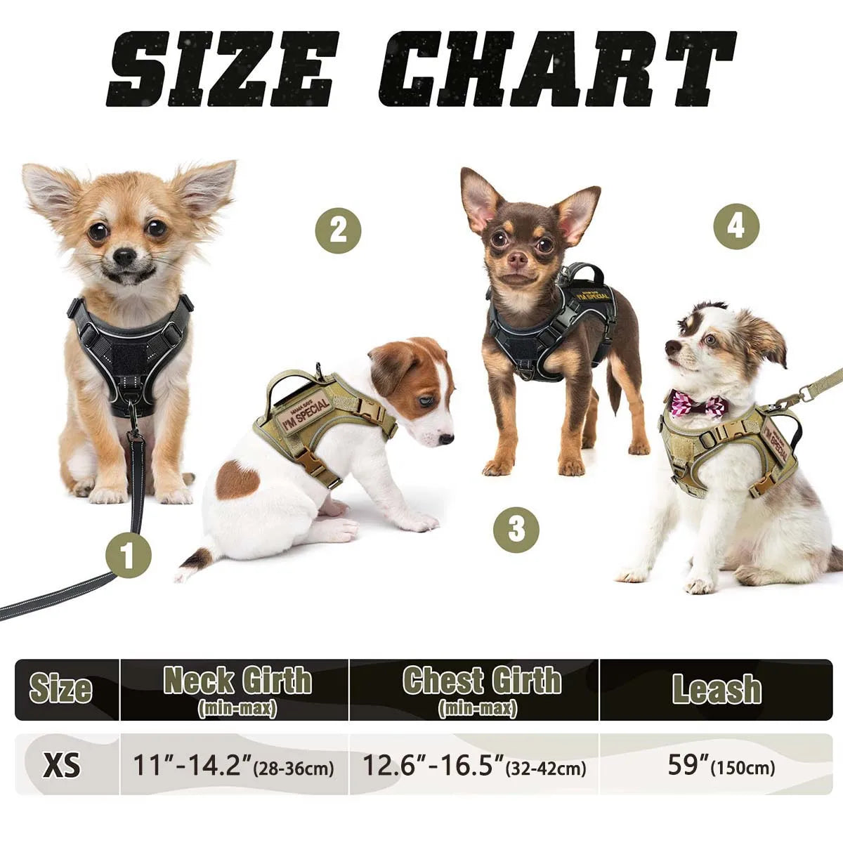 Tactical Dog Harness – Padded Handle & 4-Point Adjustable